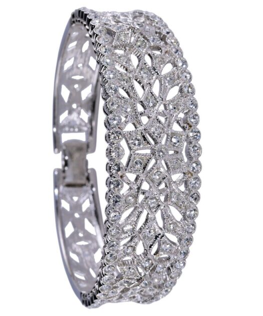 Brazalete copos de nieve Swarovski Elements de plata de ley rodinada