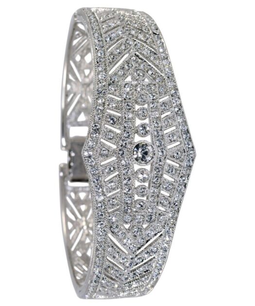 Brazalete de novia en plata rodinada con Swarovski Elements brillantes