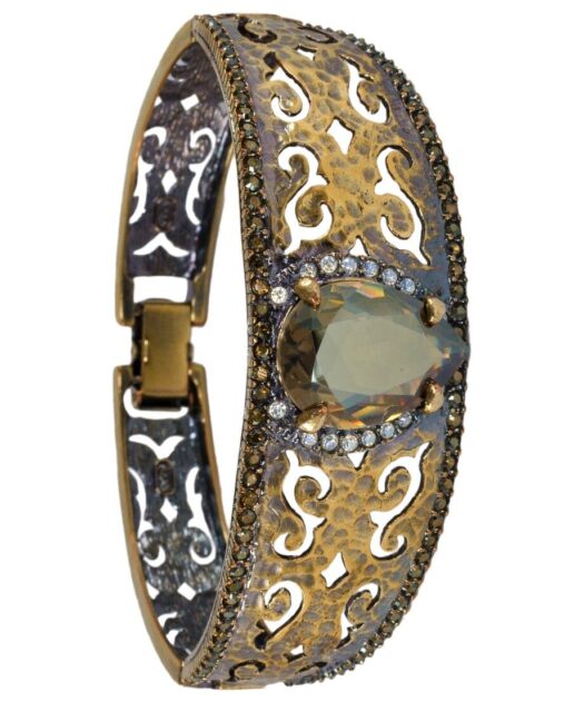 Brazalete etrusco en oro vintage de plata con cristales Swarovski