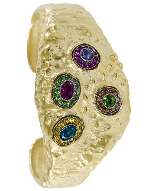 Brazalete fusión oro amarillo de plata con cristales Swarovski de muchos colores