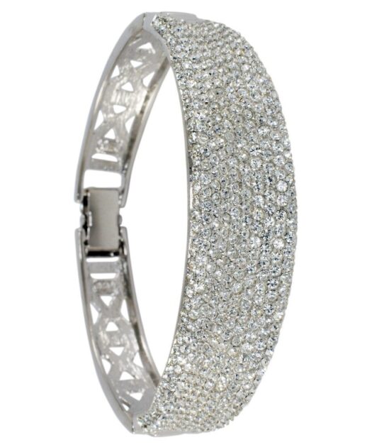 Brazalete novia plata rodinada con pavé de Swarovski Elements