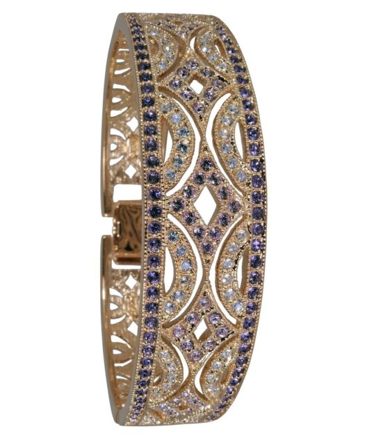 Brazalete oro rosa clásico de plata con cristales Swarovski de colores