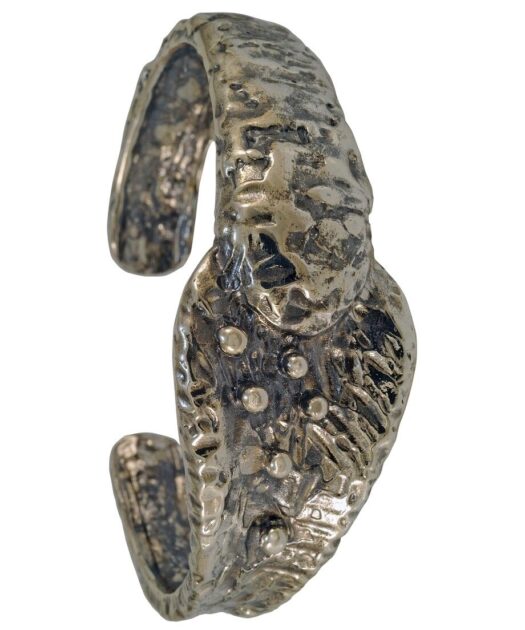 Brazalete oro vintage con formar orgánicas de plata de primera ley abierto