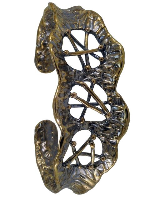 Brazalete Texturas de plata con un baño de oro vintage