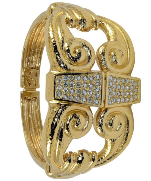 Brazalete plata dorada con acabado martillado