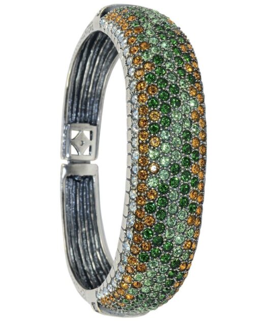 Brazalete plata rodiada Swarovski Elements verdes, dorados y blancos