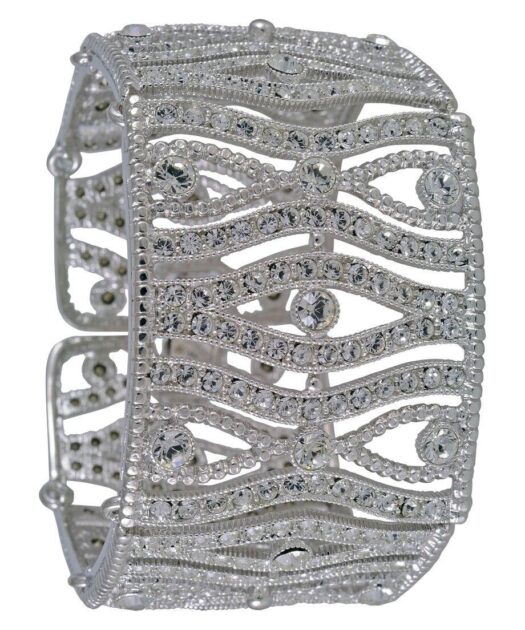 Brazalete Swarovski Elements para novia de plata con un baño de rodio