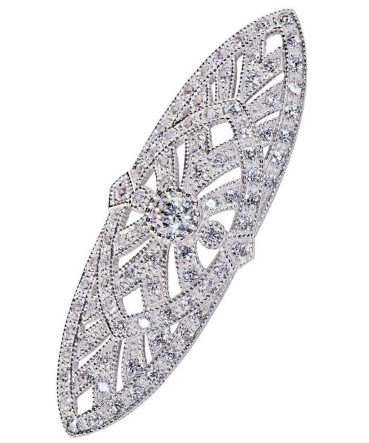 Broche novia con circonitas Swarovski de plata de ley rodinada
