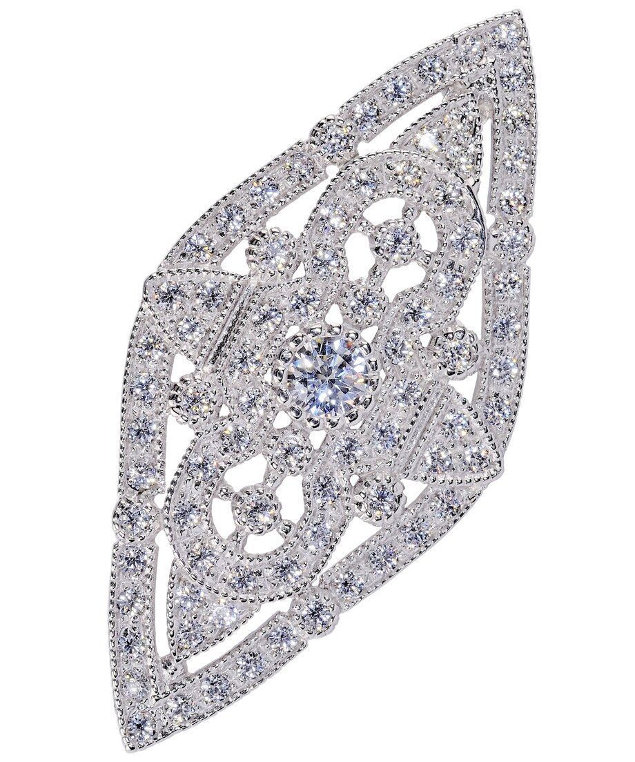 Broche novia de plata y circonitas Swarovski con acabado rodinado Broche novia de plata y circonitas Swarovski con acabado rodinado