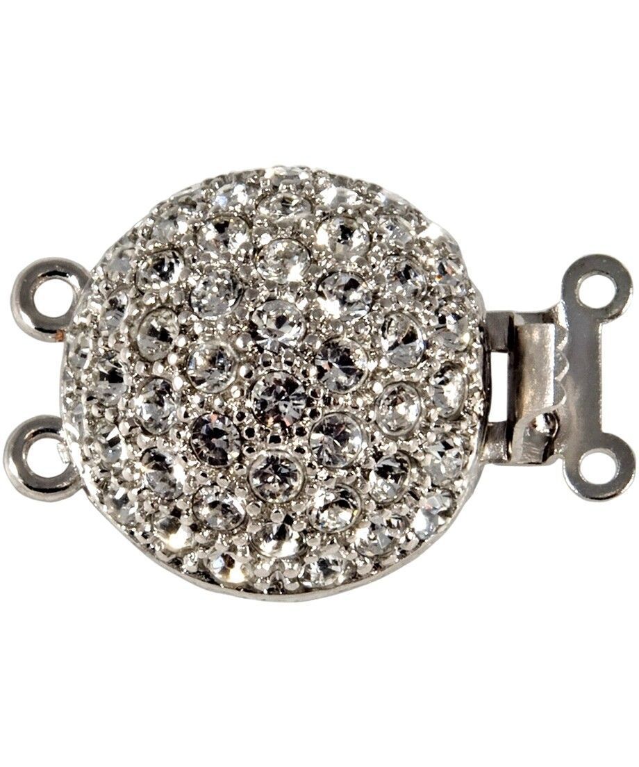 Cierre de Collar círculo brillante de plata rodinada con cristales Swarovski Cierre de Collar círculo brillante de plata rodinada con cristales Swarovski
