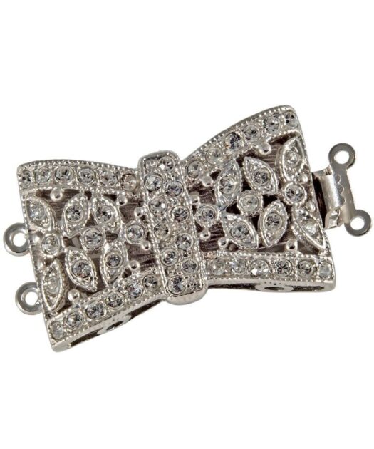 Cierre de Collar en forma de lazo de plata con Swarovski Elements