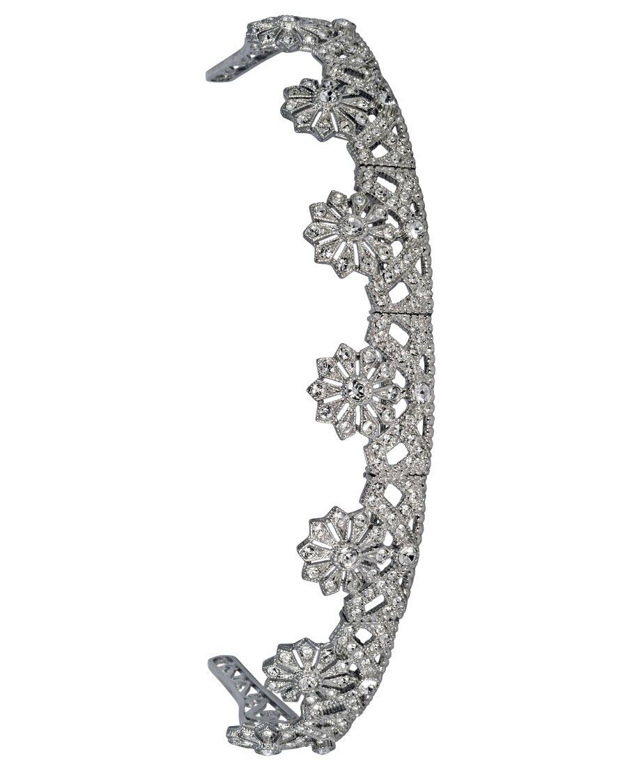 Tiara de plata y Swarovski para novia con un baño de rodio Tiara de plata y Swarovski para novia con un baño de rodio