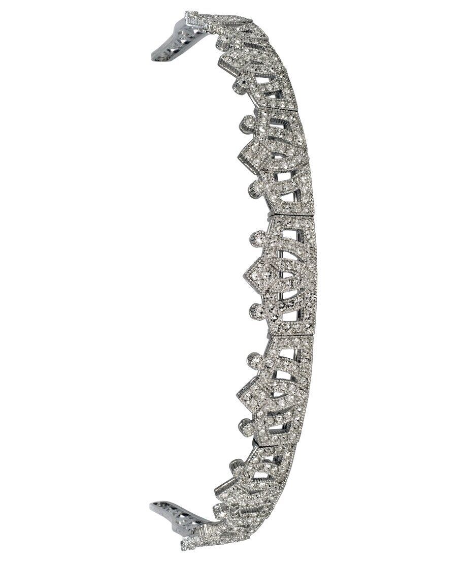 Tiara novia estilo princesa de plata de ley rodinada con Swarovski Elements Tiara novia estilo princesa de plata de ley rodinada con Swarovski Elements