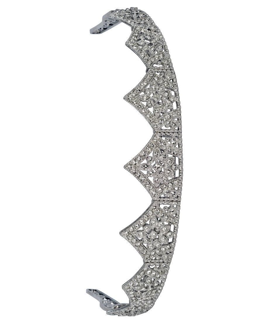 Tiara novia plata de primera ley con cristales Swarovski blancos Tiara novia plata de primera ley con cristales Swarovski