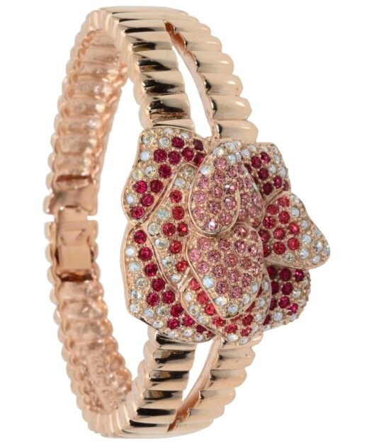 Brazalete flor Swarovski Elements de plata bañada en oro rosa
