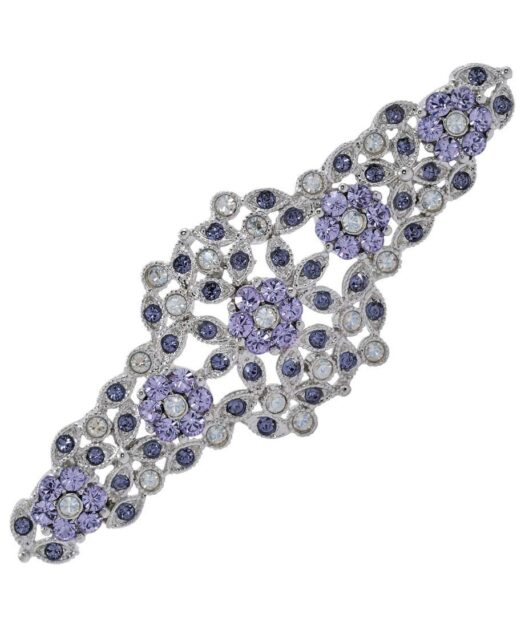 Broche de flores Swarovski en plata de ley rodinada