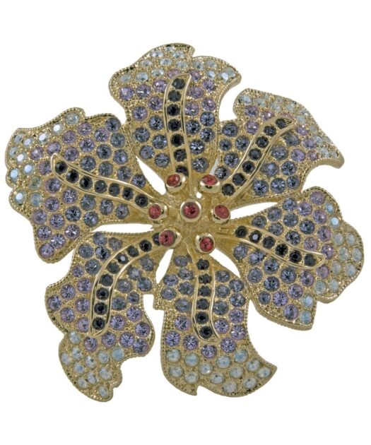 Broche en forma de flor de plata bañada en oro amarillo