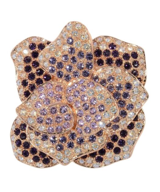 Broche flor oro rosa de plata de ley con Swarovski Elements