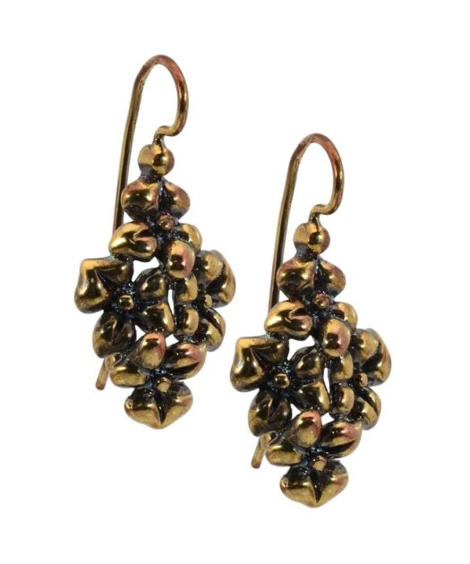 Pendientes de flores oro vintage en plata de primera ley