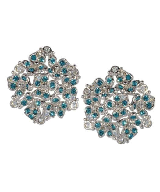Pendientes flor de la vida con cristales Swarovski azules en plata