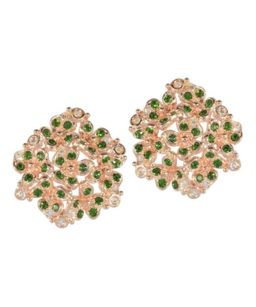 Pendientes flor de la vida oro rosa de plata de ley con Swarovski