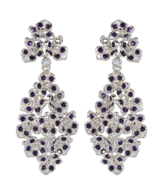 Pendientes flores con Swarovski Elements de plata de ley rodinada