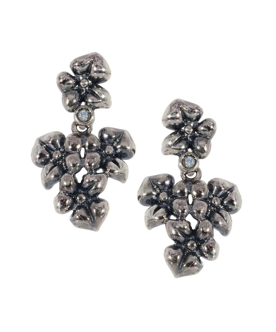 Pendientes flores pequeñas de plata rodinada articulados