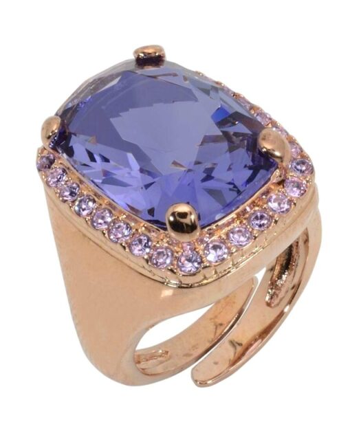 Anillo fiesta oro rosa de plata de ley con cristales Swarovski