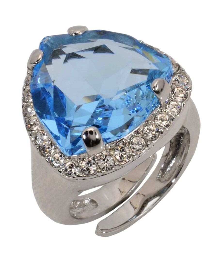 Anillo fiesta plata de ley con un baño de rodio y Swarovski Elements