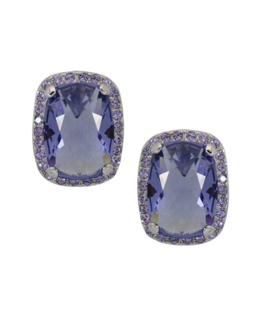 Pendientes cortos fiesta violetas de plata de ley rodinada