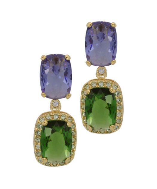 Pendientes fiesta oro amarillo de plata con cristales Swarovski