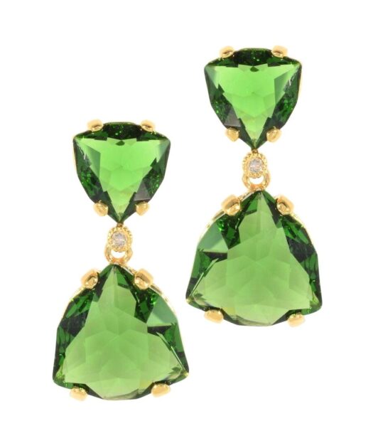 Pendientes de fiesta en tonos verdes fabricados en plata con un baño de oro amarillo