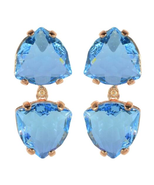 Pendientes de fiesta rosas y azules de plata de ley con cristales Swarovski