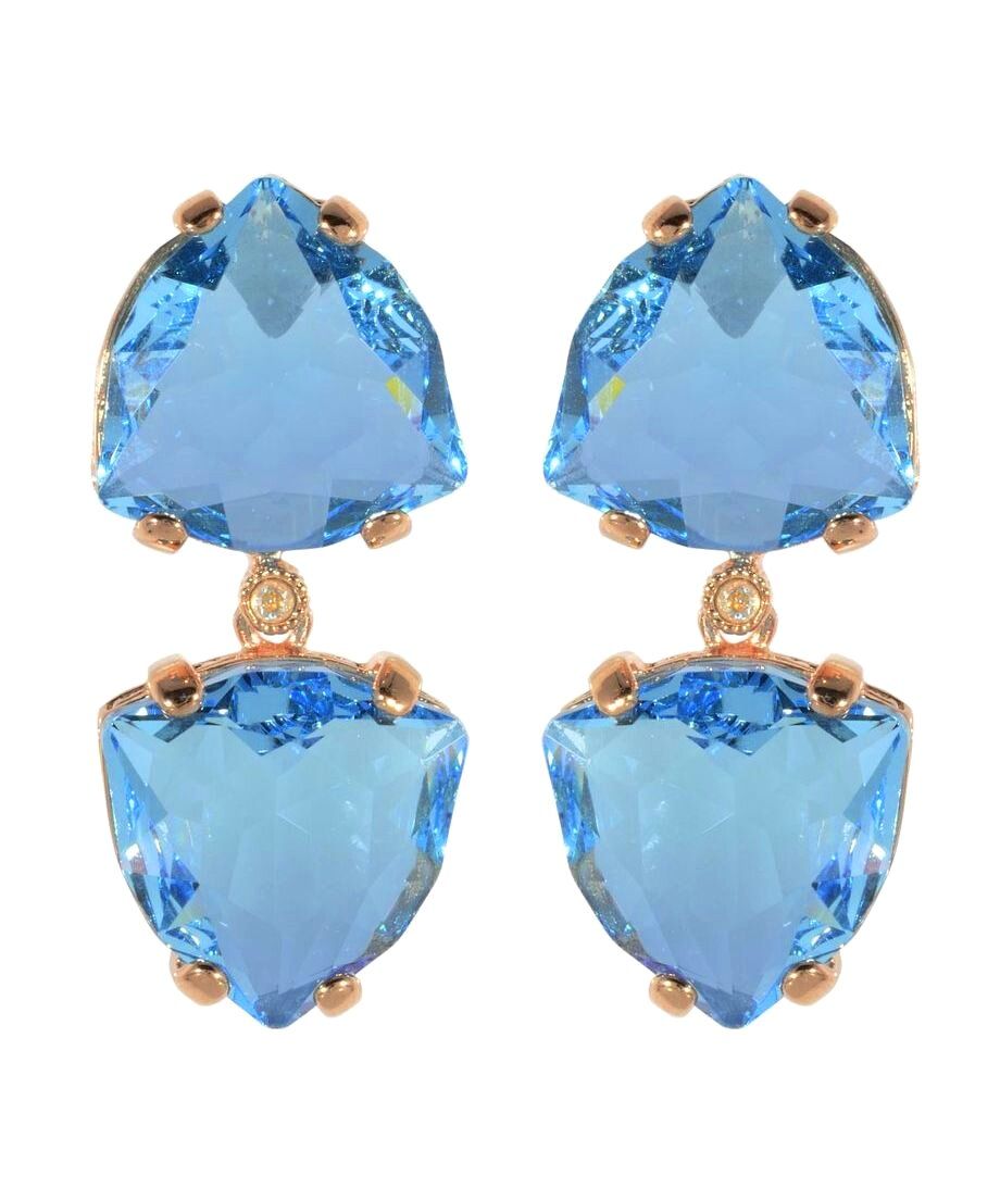 Pendientes de fiesta rosas y azules de plata de ley con cristales Swarovski