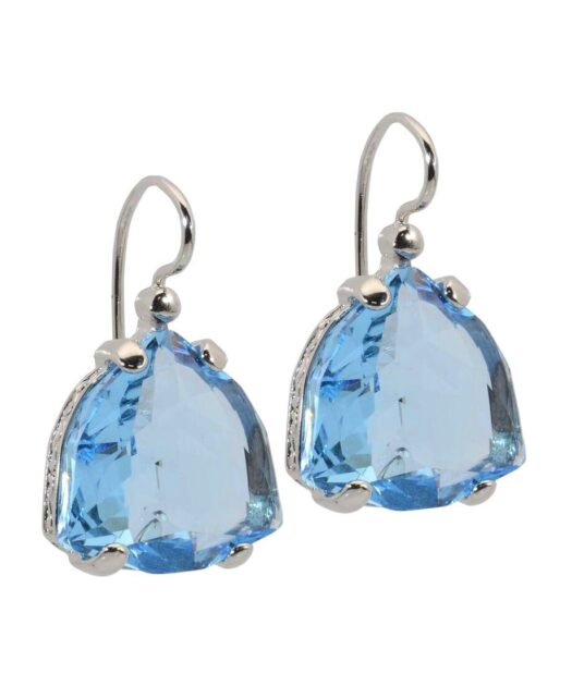 Pendientes fiesta azul de plata de ley con baño de rodio