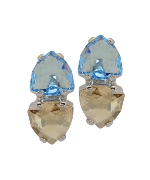 Pendientes fiesta bicolor de plata de ley rodinada con Swarovski