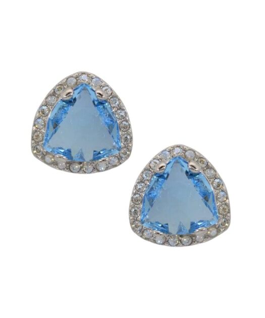 Pendientes fiesta cortos de color azul hechos de plata de ley rodinada