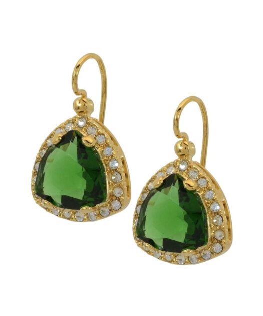 Pendientes fiesta dorados y verdes de plata de ley bañada en oro amarillo