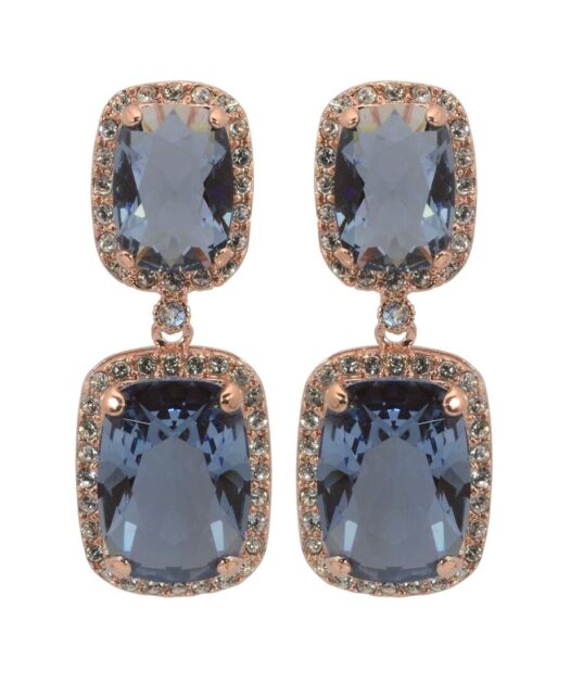 Pendientes fiesta rosas y azules de plata de ley con cristales Swarovski