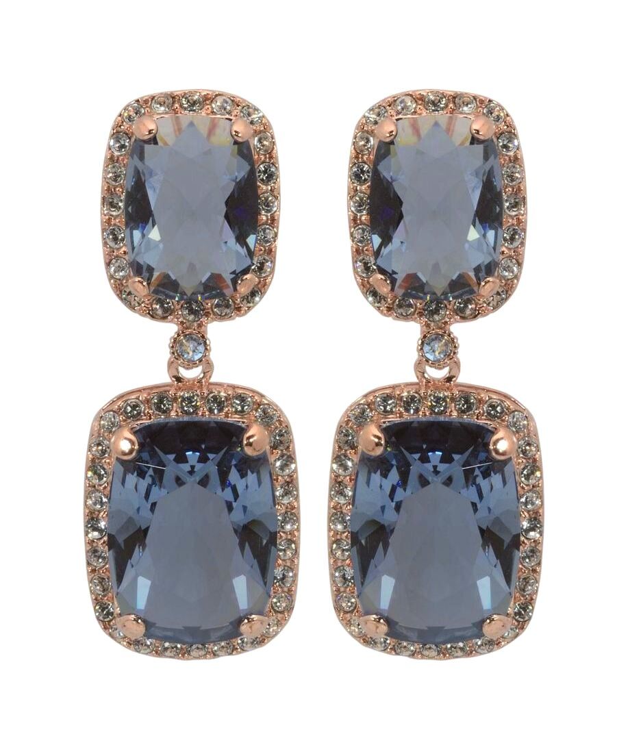 Pendientes fiesta rosas y azules de plata de ley con cristales Swarovski
