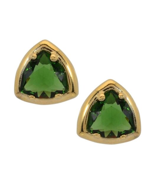 Pendientes fiesta verdes de plata bañada en oro amarillo 18 quilates
