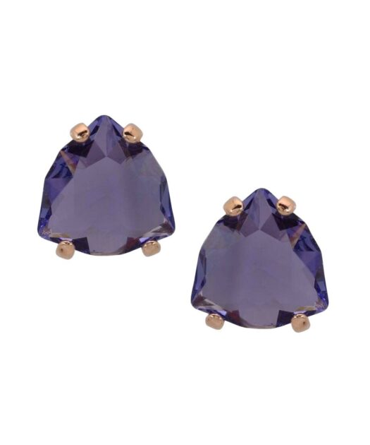 Pendientes fiesta violetas de plata de ley bañada en oro rosa