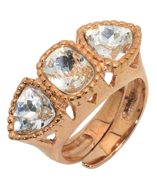 Anillo rosa con Swarovski Elements en tonos blancos