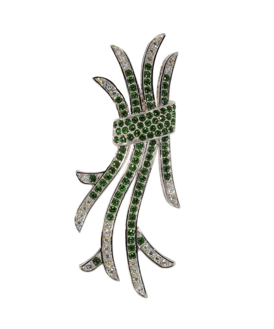 Broche filigrana verde y blanco de plata bañada en rodio Broche filigrana verde y blanco de plata bañada en rodio