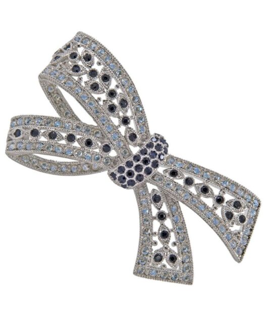 Broche lazo plata y Swarovski Elements con acabado rodinado