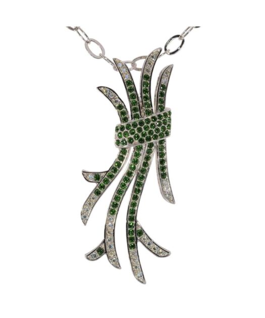 Colgante verde de filigrana en plata de ley rodinada con Swarovski Elements