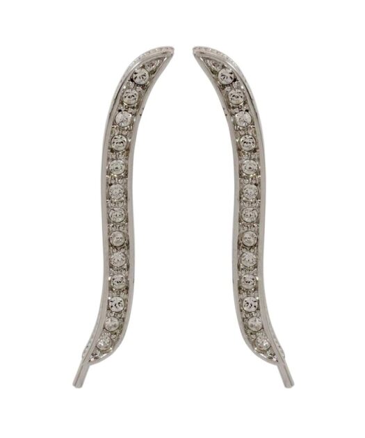 Pendientes alargados plata rodinada con cristales Swarovski brillantes