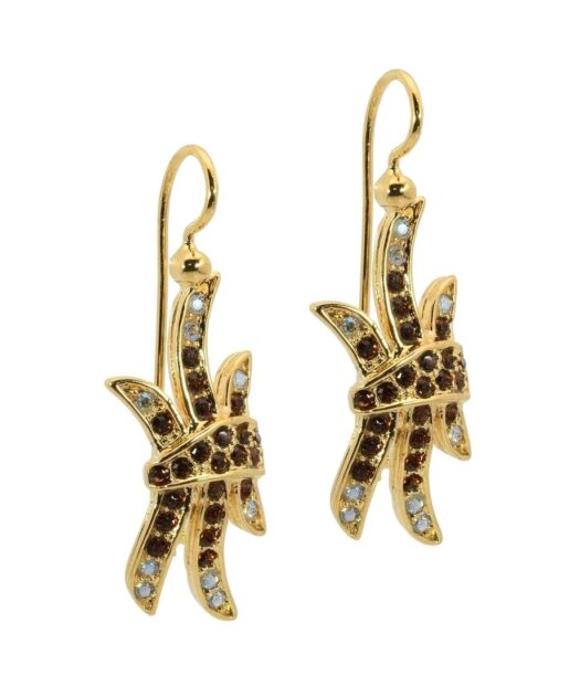 Pendientes dorados de gancho con filigrana en plata adornada con Swarovski Elements