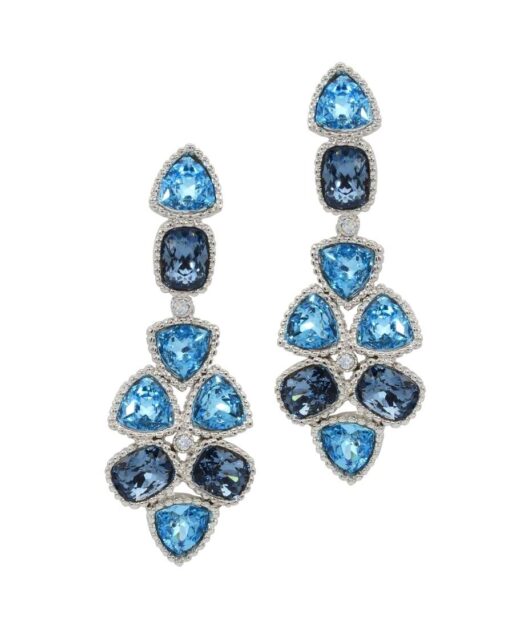 Pendientes en tonos azules de plata de primera ley