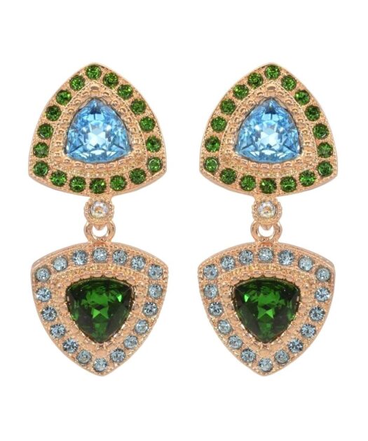 Pendientes fiesta de dos oros con cristales Swarovski de colores